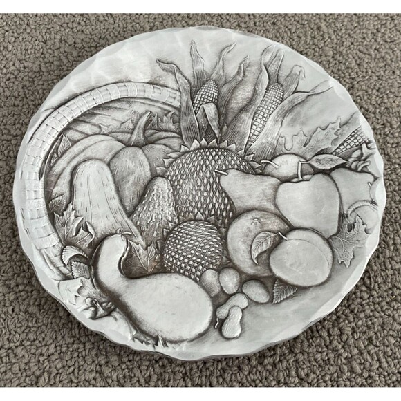 The Forge Hand Hammered Silver Fruit Design Small Decorative Plate - Picture 1 of 7